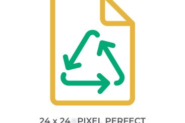 Paper sheet with recycling symbol colorful line ui icon
