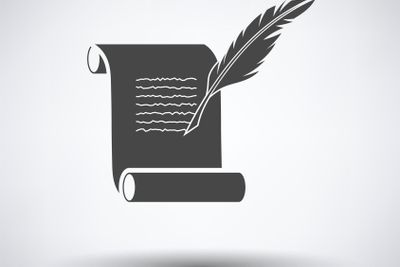 Feather and scroll icon 