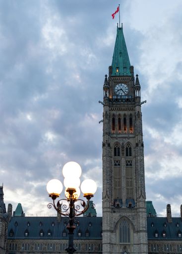 Parliament of Canada in Ottawa in the evening with...
