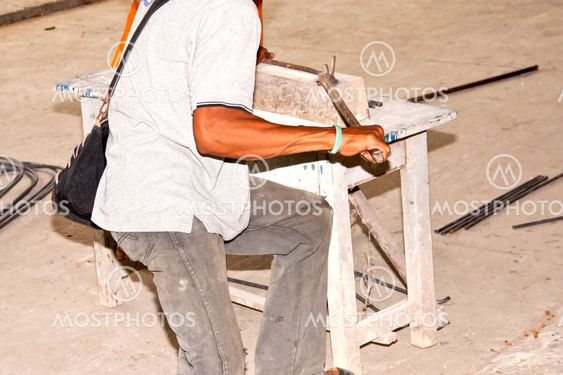 Bending rebar.