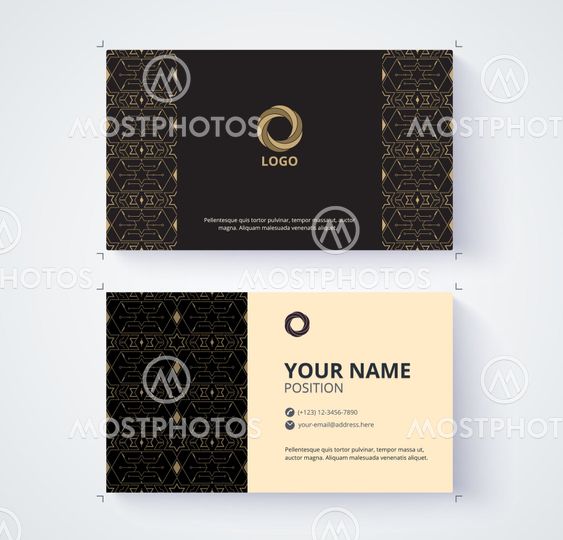 Business card template. Example logo and text position....