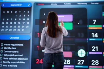 Efficient executive woman managing multiple events