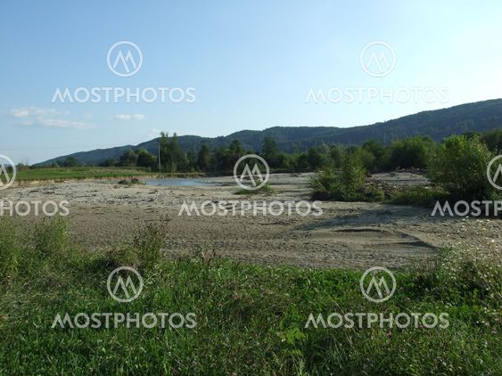 River sand beach at Costesti, Romania