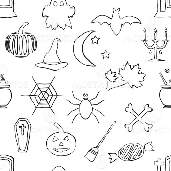 seamless doodle halloween pattern
