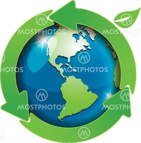 globe and green arrows