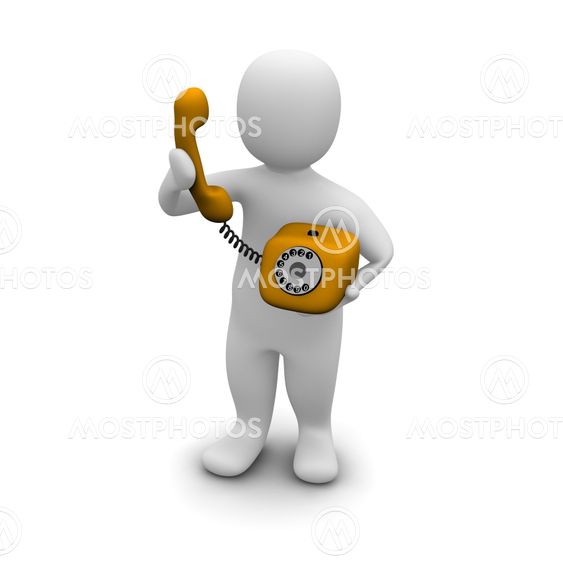 Man picking up orange phone