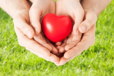 woman and man hands with heart