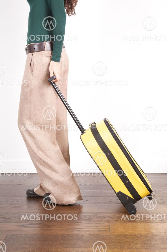 walking with trolley on parquet