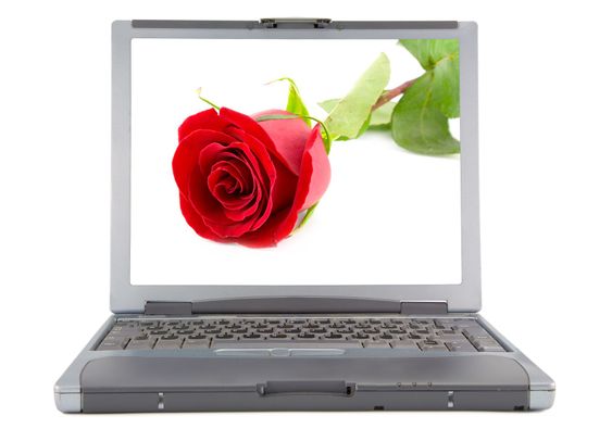 laptop with rose