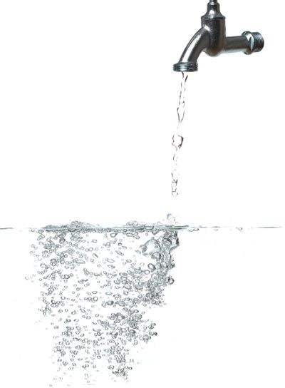 fresh water with faucet and bubbles