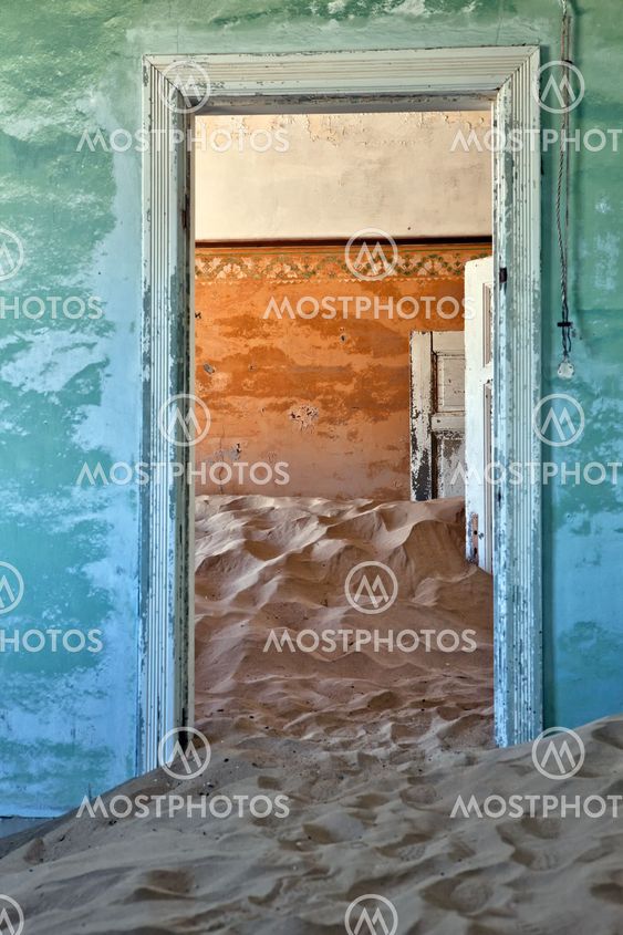 dune in a house at kolmanskop ghost town near luderitz namibia africa