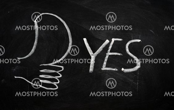 YES written on blackboard
