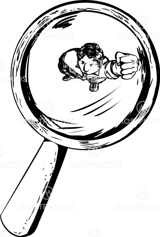 Person Under Magnifying Glass Outline