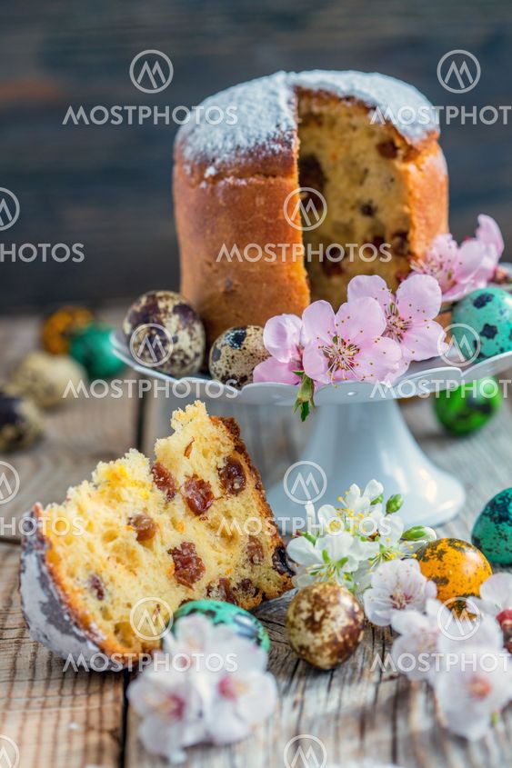 Easter cakes and eggs.