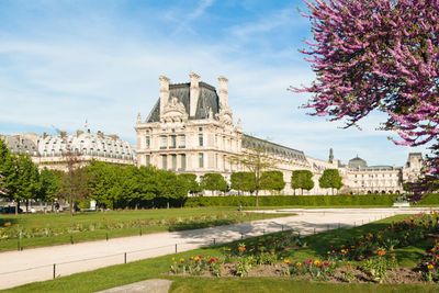 Beautiful view of Louvre palace, Tuileries garden side, Paris, France 