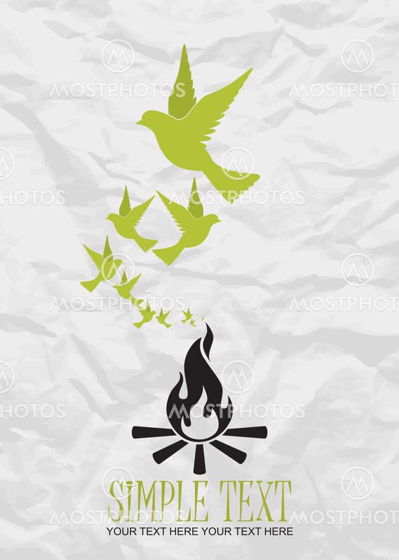 Abstract vector illustration of fire and birds.