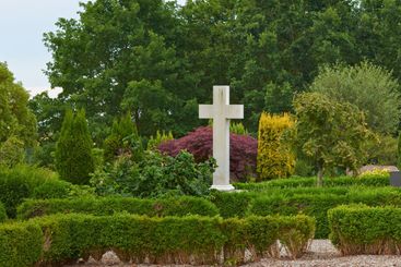 Banner, garden design and christianity with cross for...
