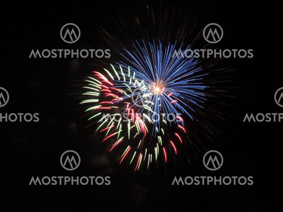 Fireworks - Blue, Green, and Red