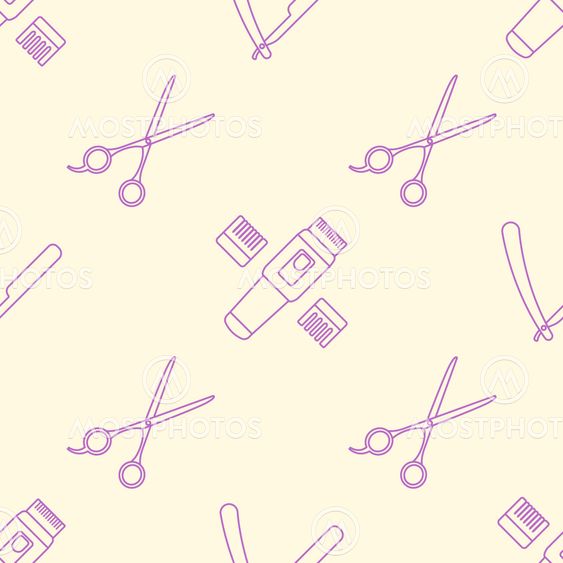 deco hairdresser tools seamless pattern