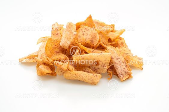 taro chips on white background