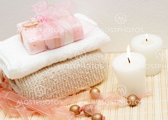 Relaxing spa scene with body products