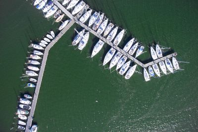 Harbor of Breege on Ruegen Island at Baltic Sea