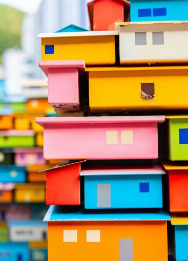 Colorful miniature house decorations in Gamcheon, Busan.