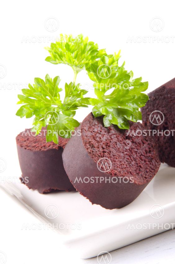 home made black pudding with parsley