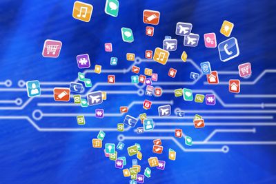 Composite image of colourful computer applications