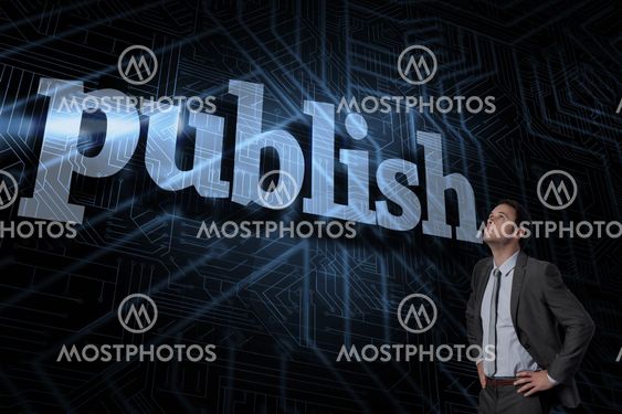 Publish against futuristic black and blue background