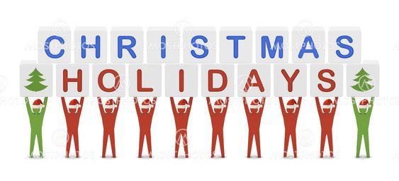 Men holding the words Christmas Holidays.