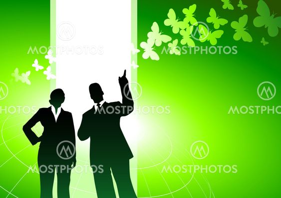 Business people with green nature internet background