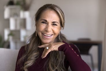 Closeup portrait of beautiful Mexican middle-aged woman...