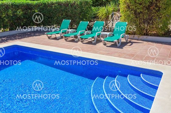 Details Summer swimming pool in the garden.