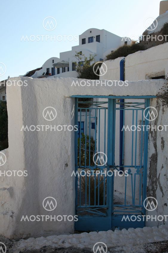 Entrance of a house in Oia on Santorini island