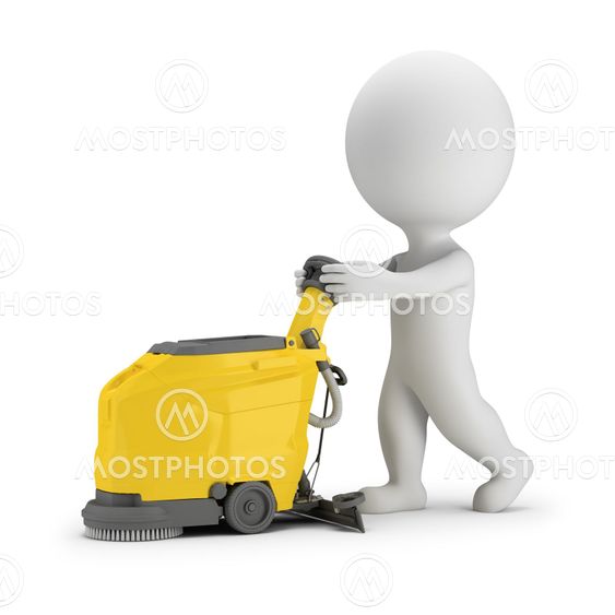 3d small people - scrubber machine