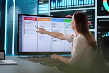 Professional Woman Organizing Project Schedule