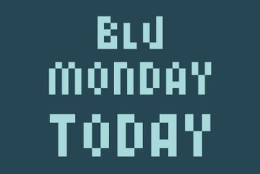 Blue Monday Today Pixel Text in trendy monochrome blue....