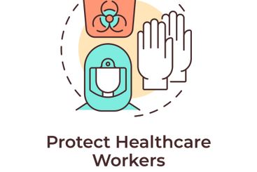 Protect healthcare workers multi color concept icon