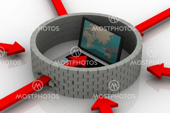 Protected global network the Internet. 3D image.