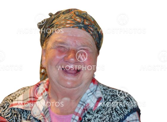 An old woman with funny laughing face