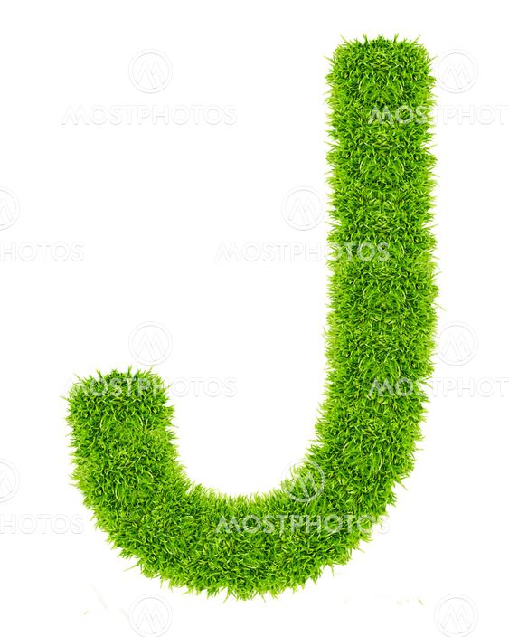 green grass letter J Isolated
