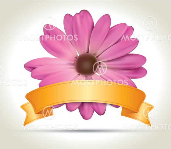 Ribbon with vector flower