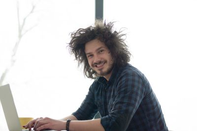 man working from home