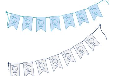 Blue Monday greeting Pennants garland on string with sad...