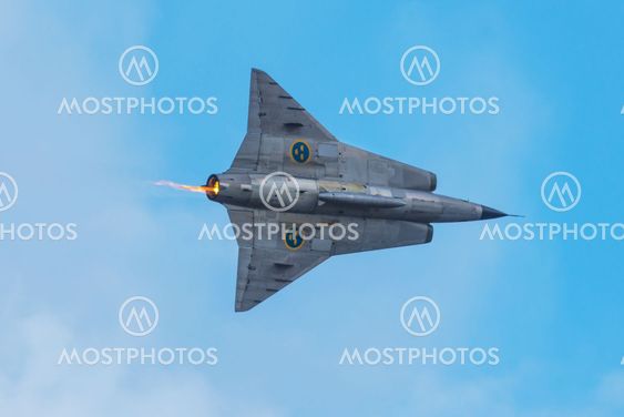 SAAB Draken in the airshow at Orebro airport