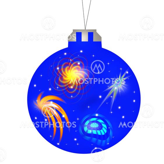 New Year (Christmas) the ball is blue with a pattern