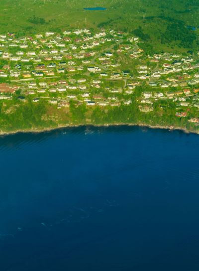 View from window of airplane flying over Norway...