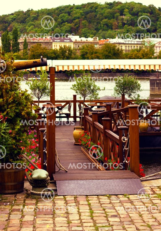 View of a small restaurant in Prague