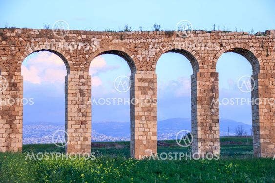 Remains of an ancient Roman aqueduct between Acre and Nahariya